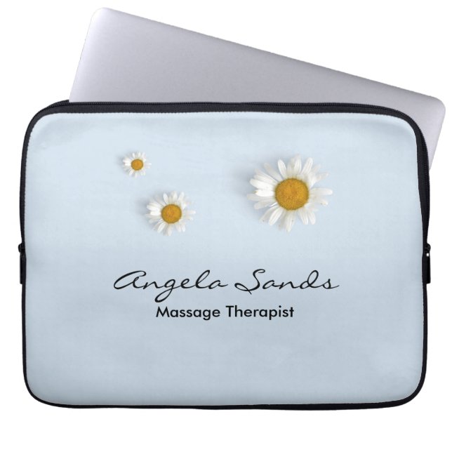 Elegant white daisies blue laptop fodral (Framsidan)