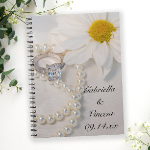 Elegant White Daisy Bröllop Anteckningsbok Med Spiral