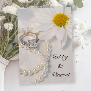 Elegant White Daisy Bröllop Inbjudningar