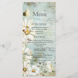 Elegant White Daisy Bröllop Menu Meny