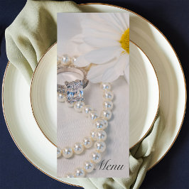 Elegant White Daisy Bröllop Menu Meny