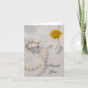 Elegant White Daisy Bröllop Tackkort