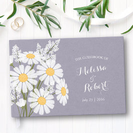 Elegant White Daisys Bröllop Lavender Gästböcker