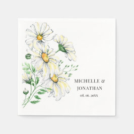 Elegant White Daisys Garden Blommigt Bröllop Pappersservett