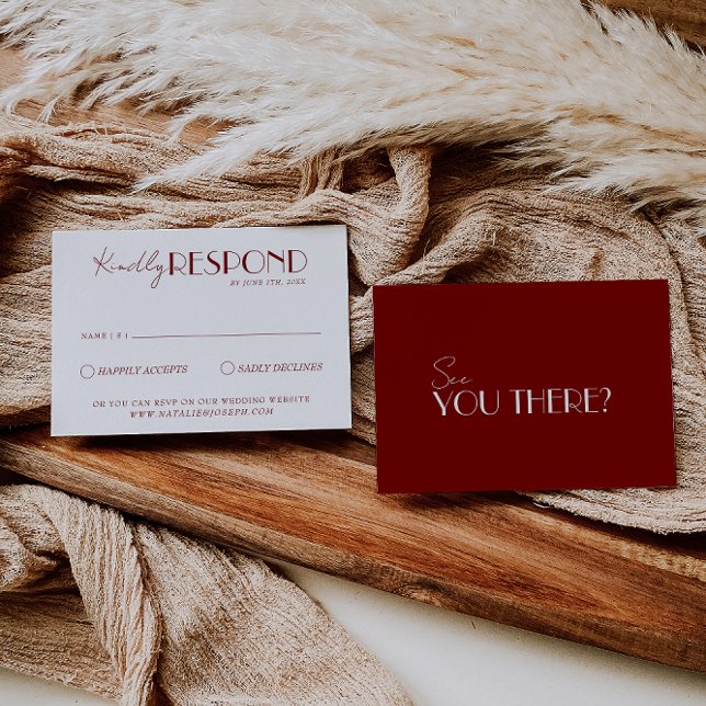 Elegant White Deep Red Burgundy Minimalist Wedding OSA Kort (Skapare uppladdad)