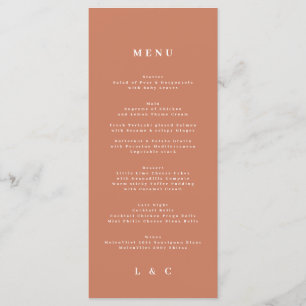 Elegant White Dusty Orange + Terracotta Monogram Meny