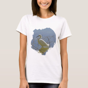 Elegant White Egret Photo Large Vild Bird T Shirt