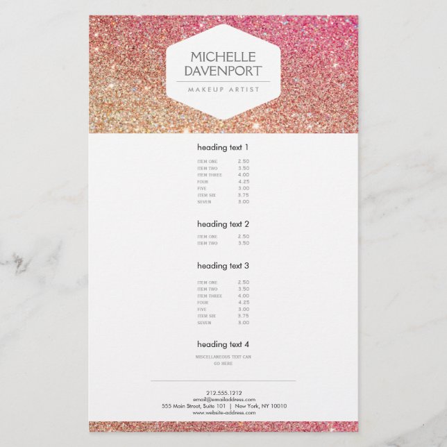 ELEGANT WHITE EMBLEM BRONZE/ROSA OMBRE GLITTER FLYGBLAD (Framsidan)