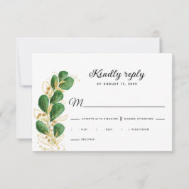 Elegant White Emerald Grönt Eucalyptus Bröllop OSA Kort