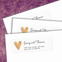 Elegant White Faux Guld Heart Bröllop