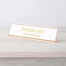 Elegant White Faux Guld Office Executive Title DIY
