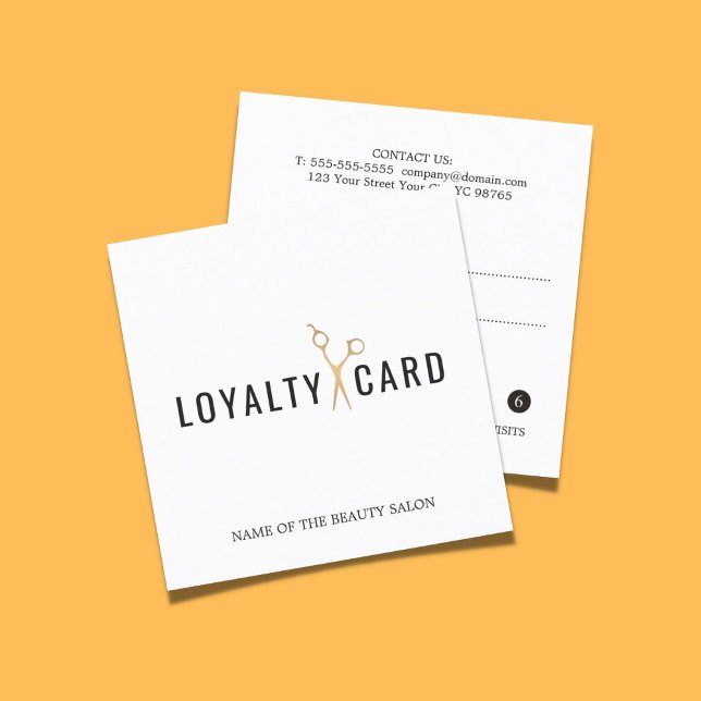 Elegant White Faux Guld Sissor Loyalty Card Lojalitetskort (Skapare uppladdad)