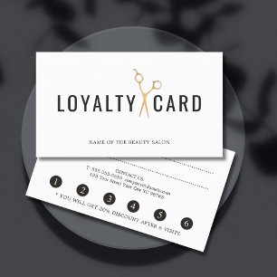 Elegant White Faux Guld Sissor Loyalty Card Lojalitetskort