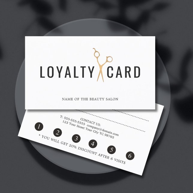 Elegant White Faux Guld Sissor Loyalty Card Lojalitetskort (Skapare uppladdad)