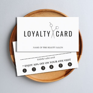 Elegant White Faux Silver Scissors Bold Lojalitetskort