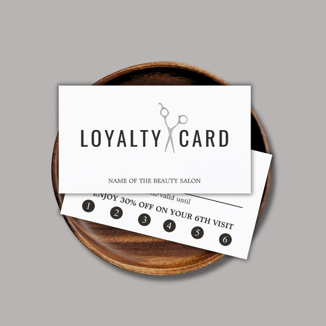 Elegant White Faux Silver Scissors Bold Lojalitetskort (Skapare uppladdad)