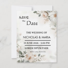Elegant  White Flora Watercolor Wedding Invitation Inbjudningar