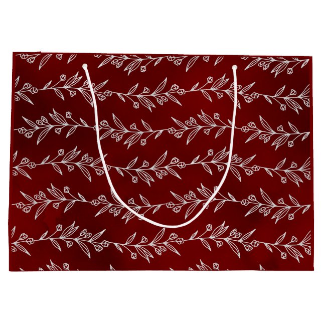 Elegant White Floral Berry Vine Christmas Gift Bag (Baksidan)