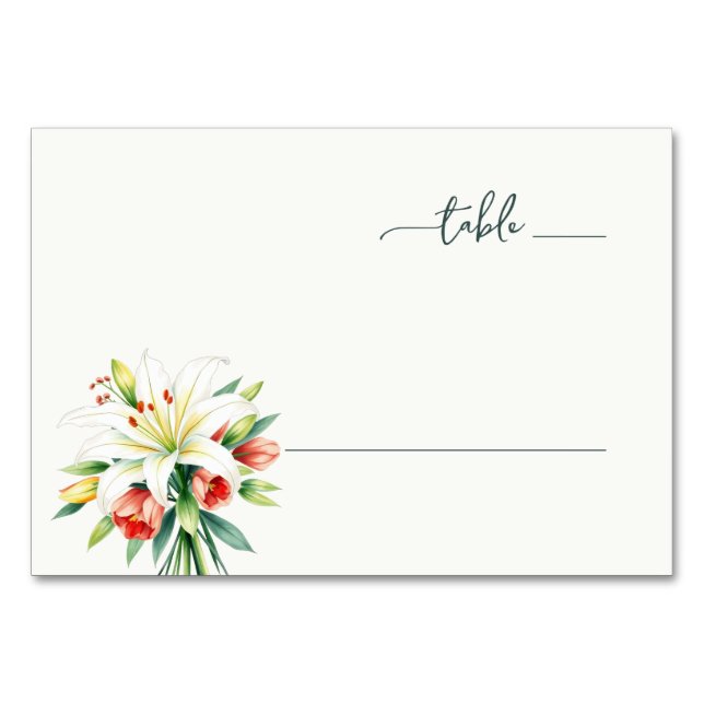 Elegant White Floral Bordsnummer (Framsidan)