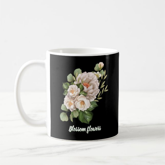 Elegant white floral bouquet with green leaves kaffemugg (Vänster)