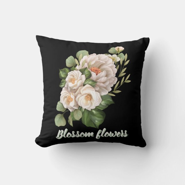 Elegant white floral bouquet with green leaves kudde (Framsida)