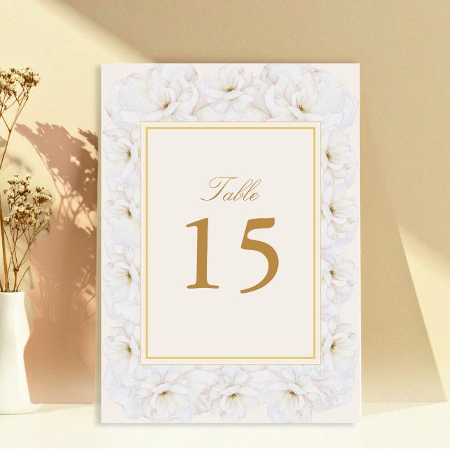 Elegant White Floral Ivory Gold Border Table (Skapare uppladdad)