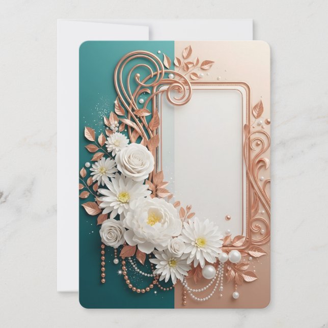 Elegant White Floral Rose Gold Frame (Framsida)