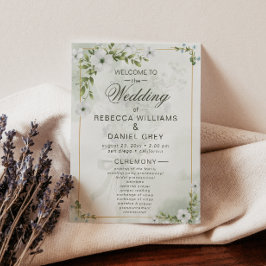 Elegant White Floral Wedding Ceremony Program Fan