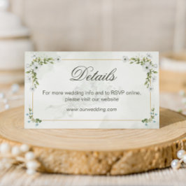 Elegant White Floral Wedding Details Card QR Code Tilläggskort