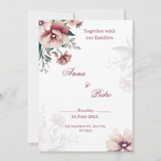 Elegant White Floral Wedding Invitation Inbjudningar