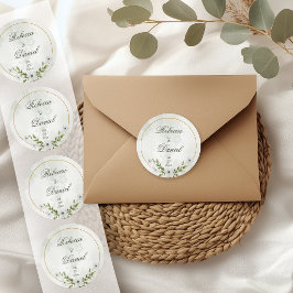 Elegant White Floral Wedding Monogram Sticker Runt Klistermärke