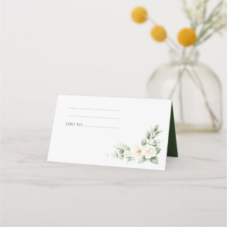 Elegant White Floral Wedding Place Card Placeringskort