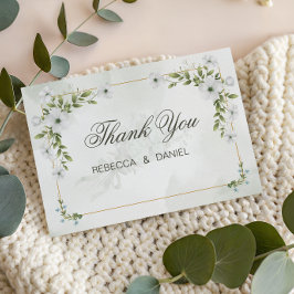 Elegant White Floral Wedding Thank You Card Tack Kort