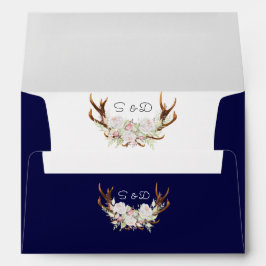 Elegant White Flowers Antlers Navy Bröllop
