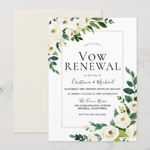 Elegant White Flowers Bröllop Vow Renewal Inbjudningar
