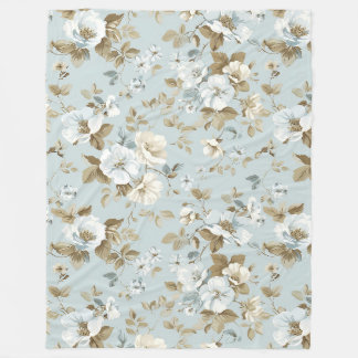 Elegant White Flowers Fleecefilt