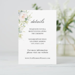 Elegant White Flowers Greenery Blommigt Bröllop Tilläggskort