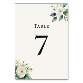 Elegant White Flowers & Greenery Wedding Reception Bordsnummer