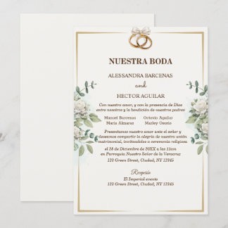 Elegant White Flowers och Greenery-inbjudan Inbjudningar