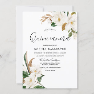 Elegant White Flowers Quinceanera Party Inbjudningar