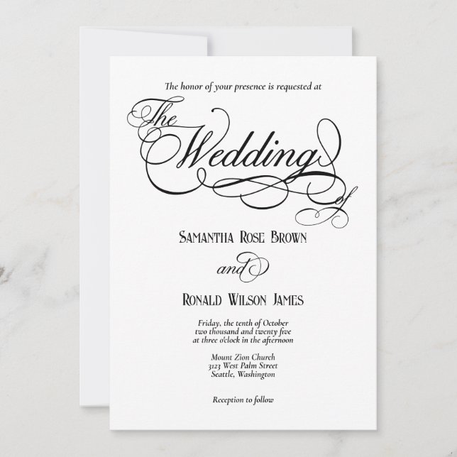 Elegant White Formal Wedding Invitation Inbjudningar (Framsida)