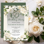 Elegant White Gardenia Floral 60th Birthday Party Inbjudningar<br><div class="desc">Celebrate a milestone birthday with timeless elegance. This sophisticated 60th birthday party invitation features a soft botanical frame of white gardenia and lily florals and delicate greenery surrounding a refined sage green background. The graceful oval frame and classic typography create a polished, upscale look perfect for a stylish birthday celebration....</div>