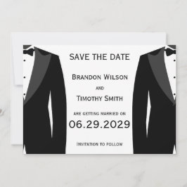 Elegant White Gay Wedding Save The Date Cards Inbjudningar