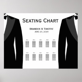 Elegant White Gay Wedding Seating Chart Poster