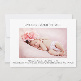 Elegant White Girl eller Boy Photo Birth Notice Meddelande