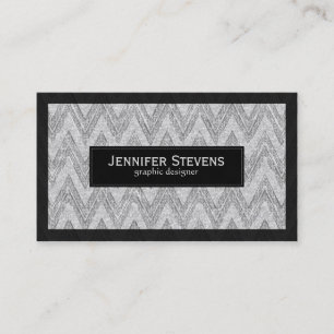Elegant White Glitter Chevron Zigzag Mönster Visitkort