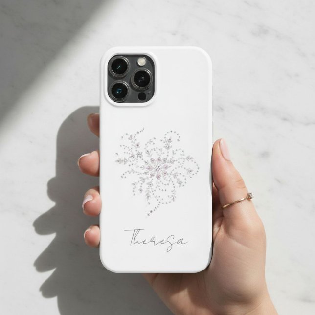 Elegant White Glitter Phone Case with Custom Name  (Skapare uppladdad)