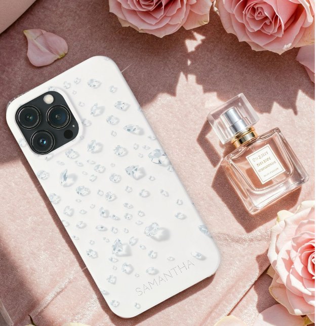 Elegant White Glitter Phone Case with Custom Name  (Skapare uppladdad)