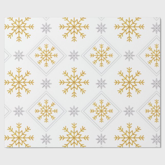 Elegant White, Gold and Silver Christmas Wrapping  Presentpapper (Platt)