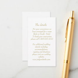 Elegant White & Gold Art Deco Enclosure card Tilläggskort